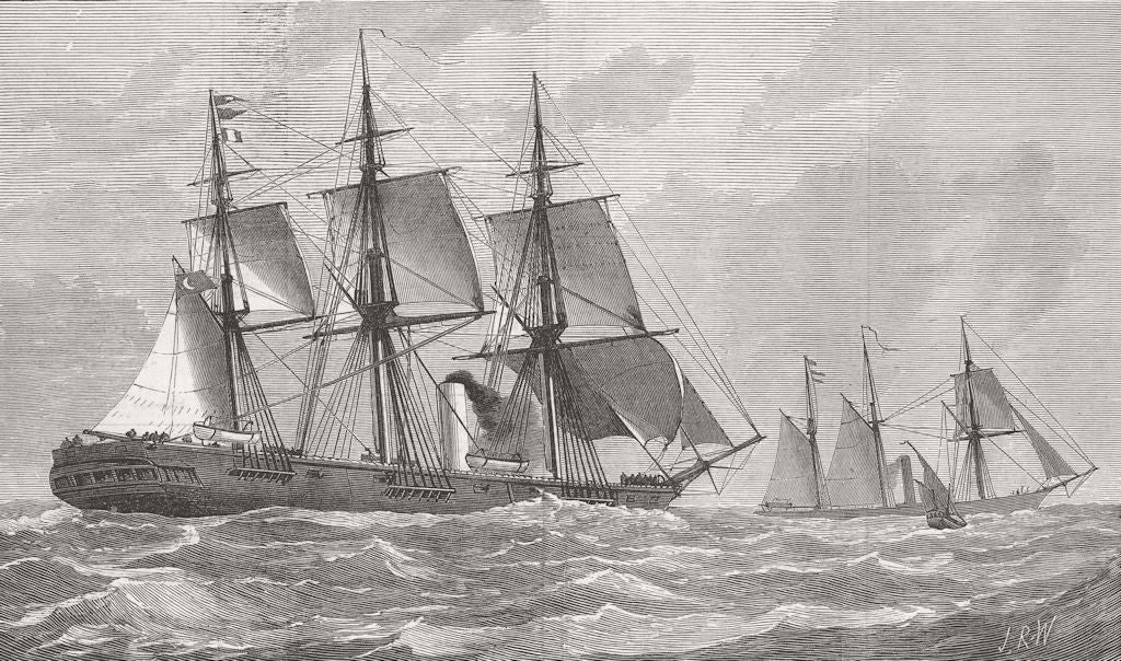 SHIPS. Khedive's Red Sea anti-Slavery expedition 1877 old antique print